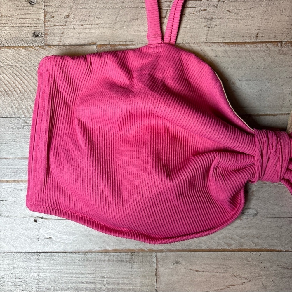 Old Navy Textured-Rib Cinch-Front Bikini Swim Top 4X Pink NWT! - Picture 4 of 16